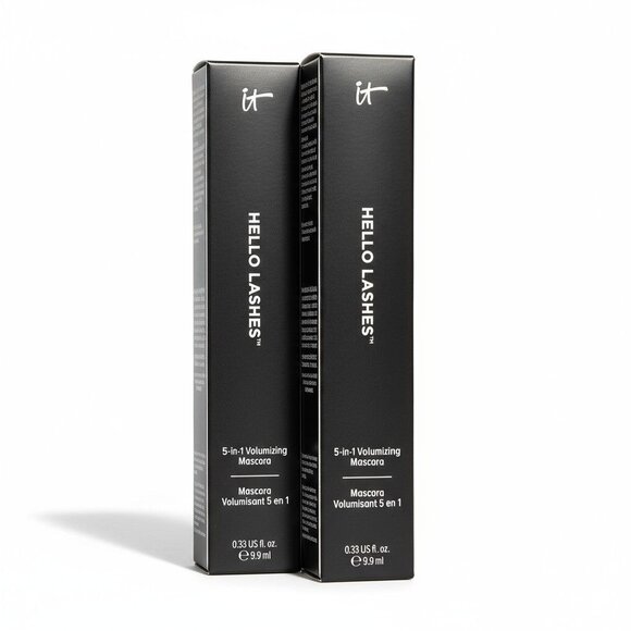IT Cosmetics Hello Lashes 5-in-1 Black Volumizing Mascara w/ Collagen 2-PACK NEW - Picture 11 of 11